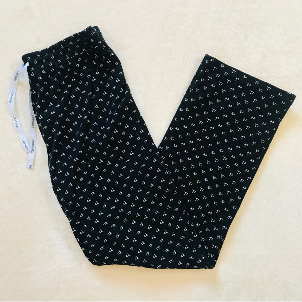 Calvin Klein logo black flannel pajamas bottoms